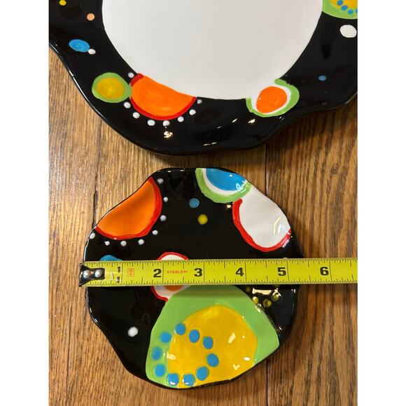 Vintage Ganz Bella Casa Plate Set Abstract Flower Scalloped Ruffle Edge 80’s - Picture 4 of 7